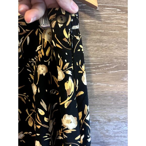 Vintage Maxi Skirt size Large Floral Black Elastic Waist Requirement - Picture 2 of 9
